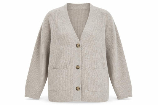 H&M Women Beige Cardigan Medium Wool Blend V-Neck Long Sleeve