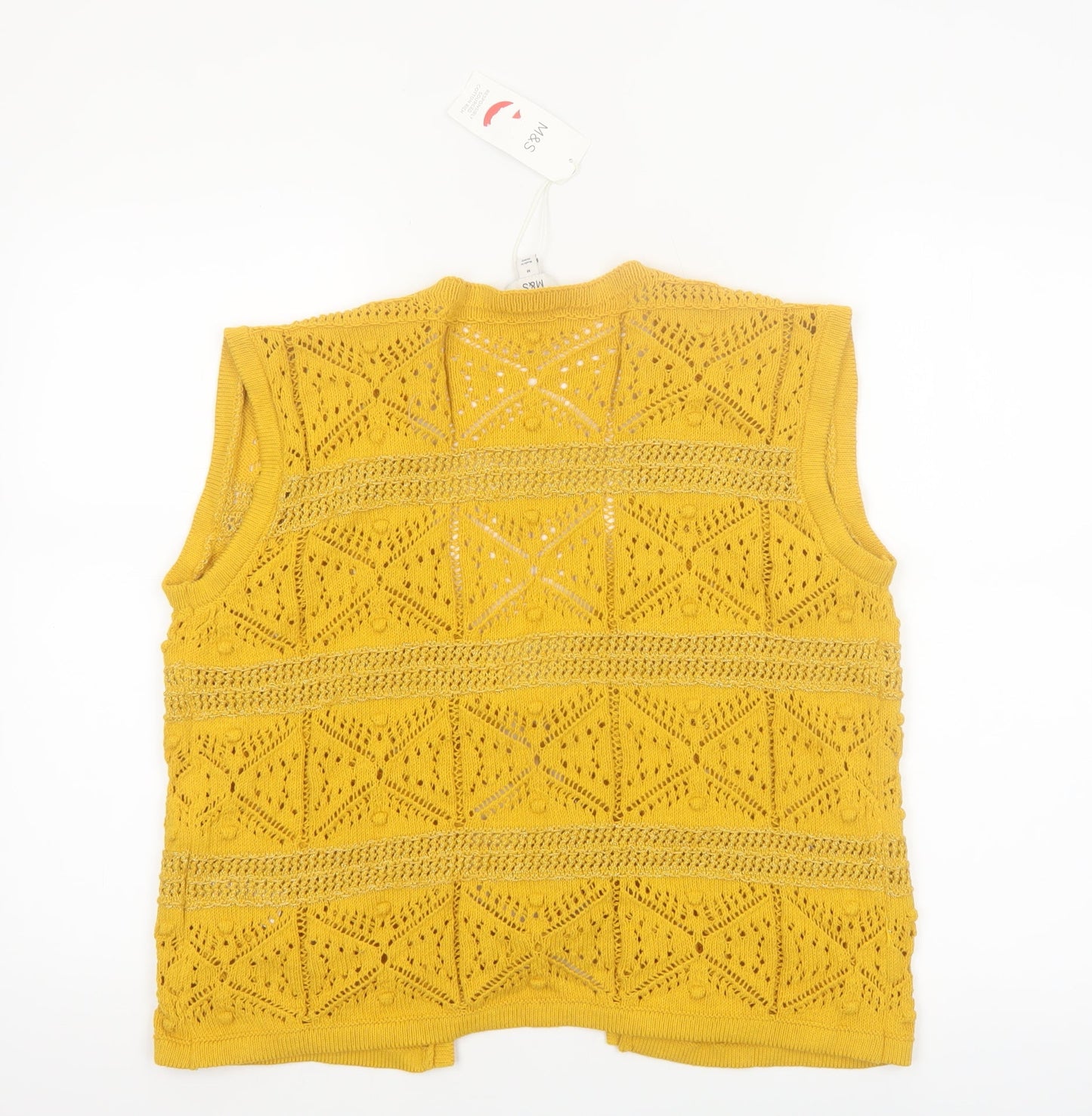 Marks and Spencer Women's Yellow Sleeveless Knit Kimono Blouse M