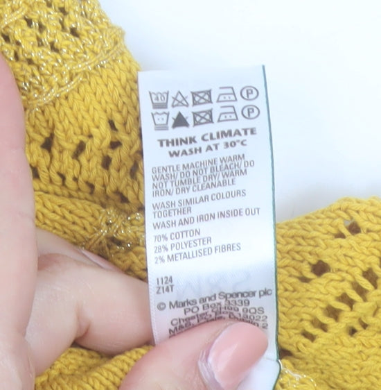 Marks and Spencer Women's Yellow Sleeveless Knit Kimono Blouse M