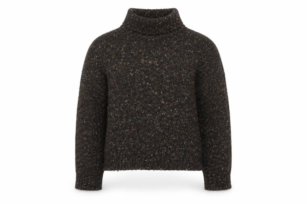 Peruvian Connection Womens Brown Mock Neck Chunky Knit Wool Alpaca Pullover L