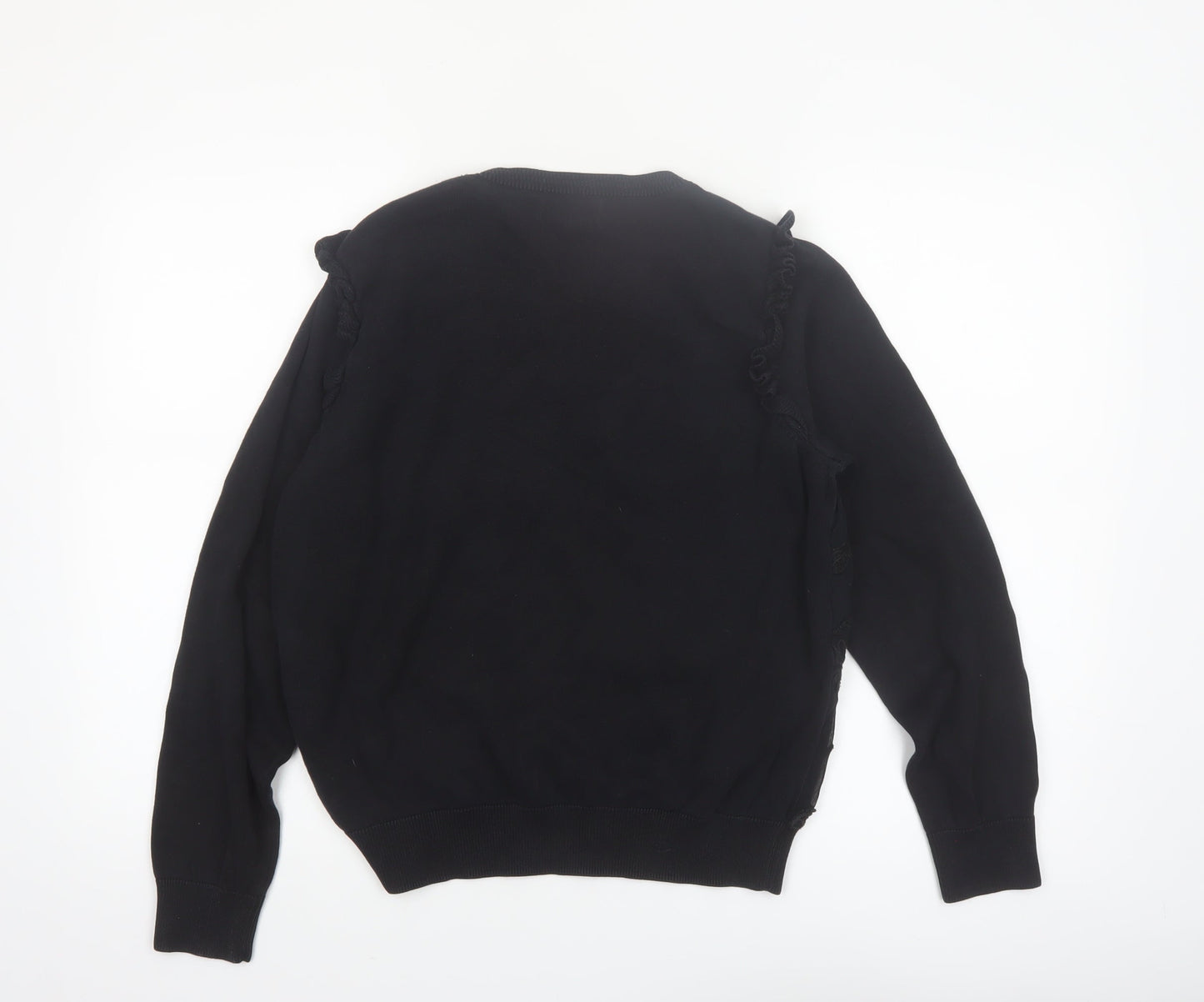 Marks and Spencer Women’s Black Embroidered Floral Cotton Jumper Size 14