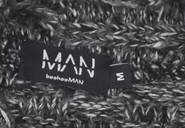 boohooMAN Men's Grey Chunky Knit Shawl Collar Cardigan Size M