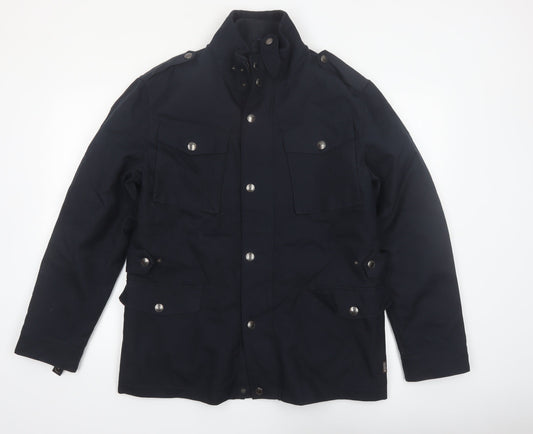 St. George by Duffer Men's Black Medium Military Jacket Cotton