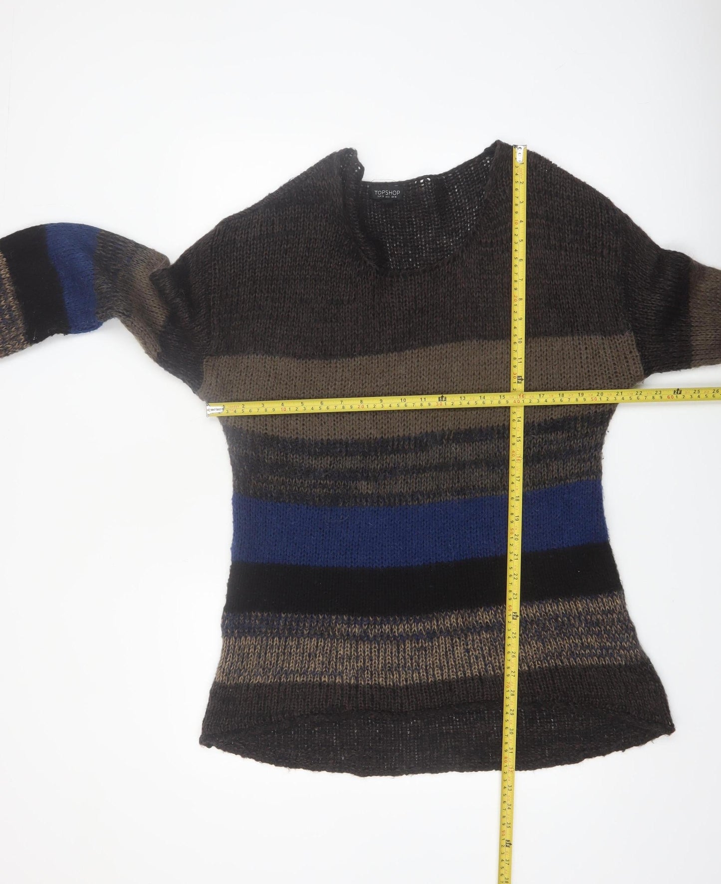 Topshop Women’s Multicoloured Striped Knit Pullover Jumper Size 10