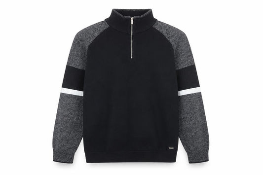 Next Men's Black XL 1/4 Zip High Neck Cotton Jumper