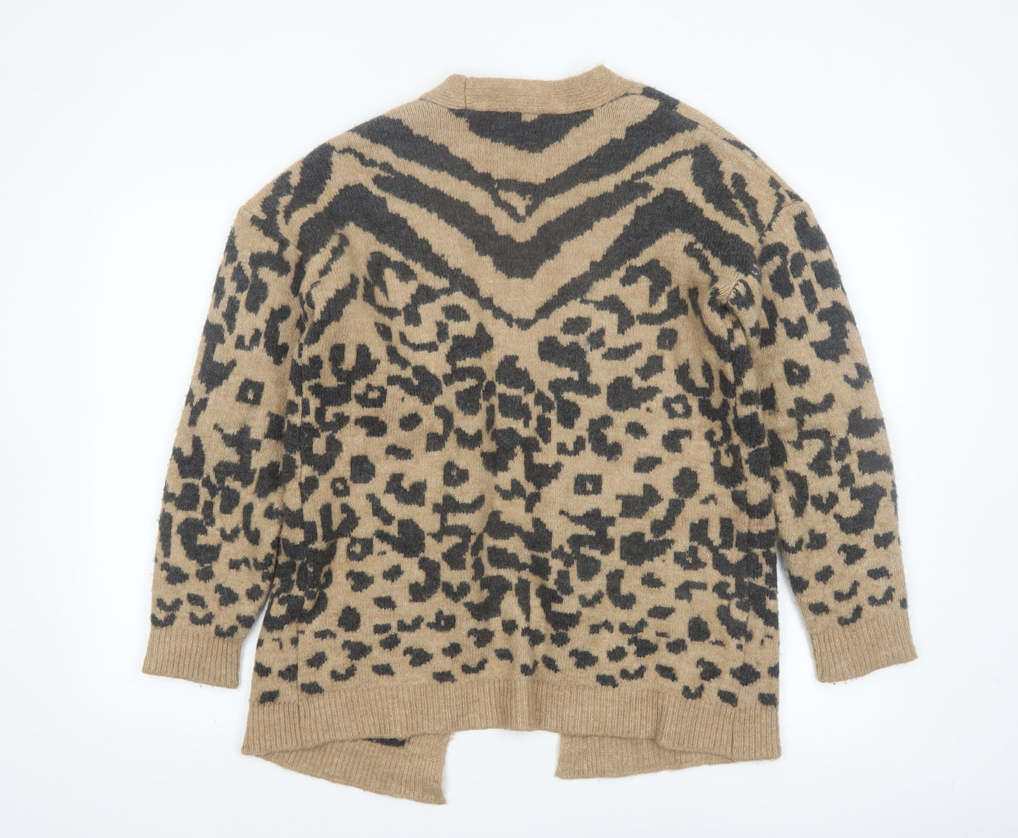 Lipsy London Womens Beige Leopard Print Cardigan Medium Knit
