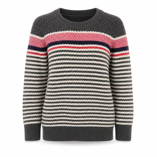 Hobbs Women’s Grey Striped Cotton Chunky Knit Jumper Size 10
