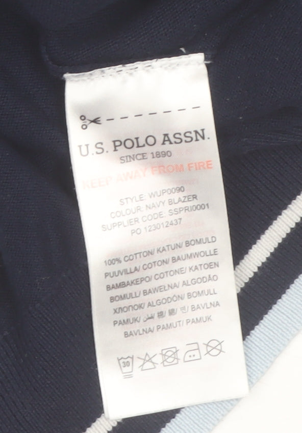 U.S. Polo Assn. Women's Navy Blue Cotton 1/4 Zip Jumper Size 14