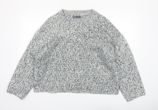 Marks and Spencer Women's Grey XL Chunky Knit V-Neck Jumper