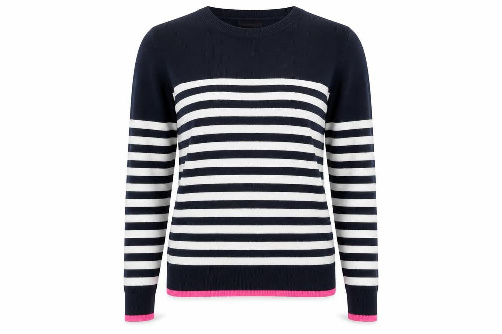 Marks & Spencer Women’s Navy Stripe Crew Neck Jumper Size 10
