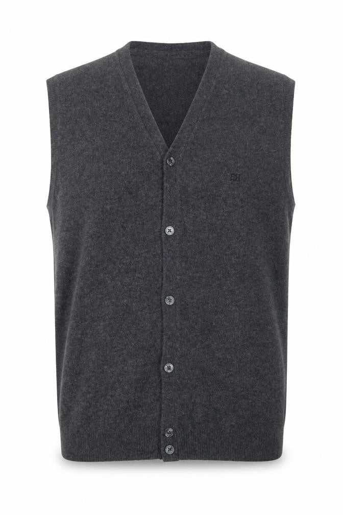 Pedro del Hierro Men's Grey Wool Button Vest 2XL Classic Knit