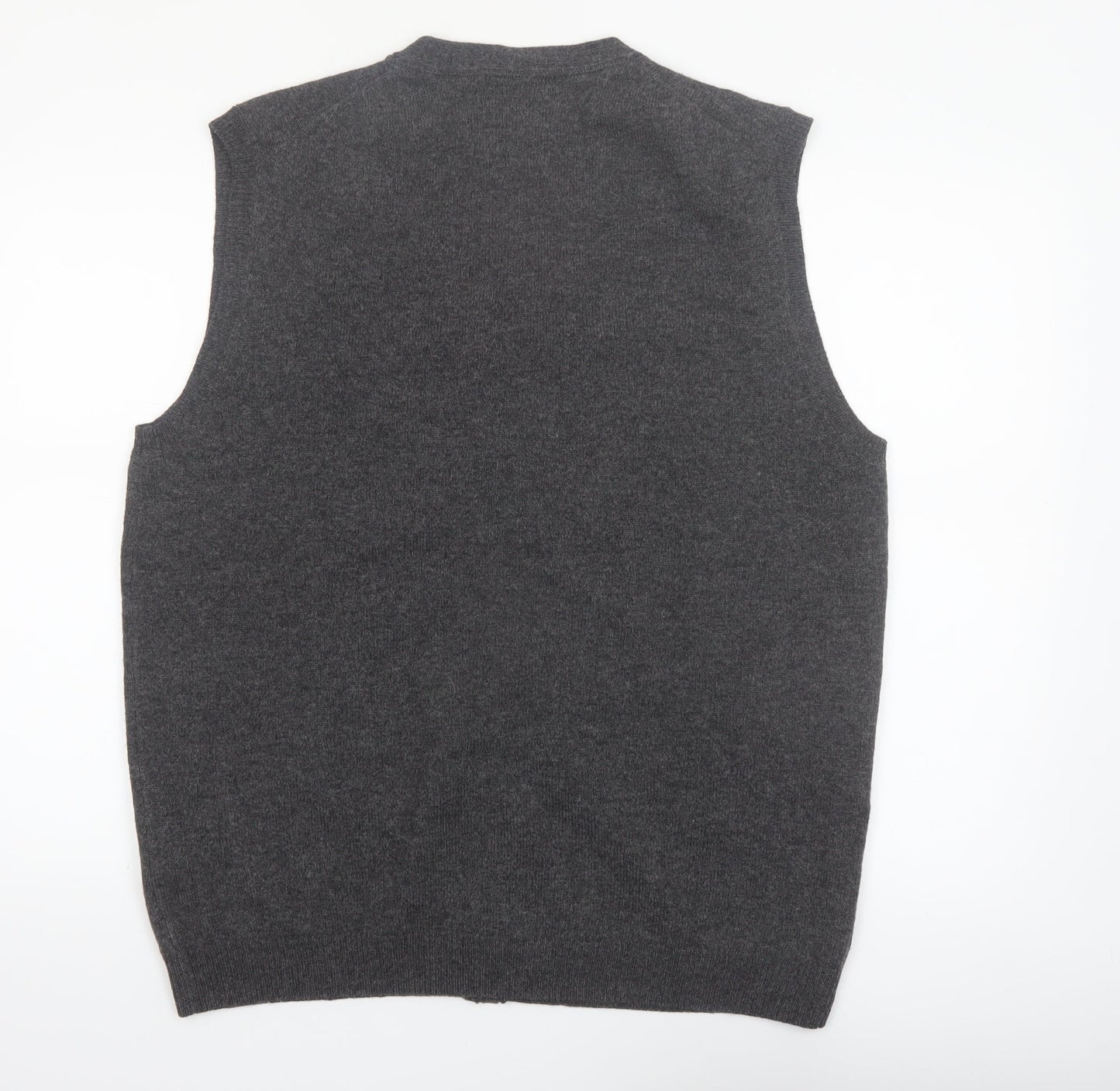 Pedro del Hierro Men's Grey Wool Button Vest 2XL Classic Knit