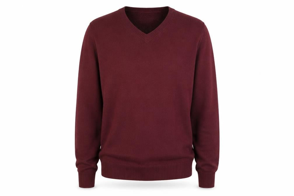 Marks & Spencer Men's Red Wool V-Neck Jumper XL Classic Fit
