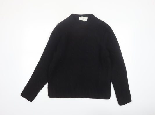 Zara Origins Women Black Wool Cable-Knit Jumper Size 12