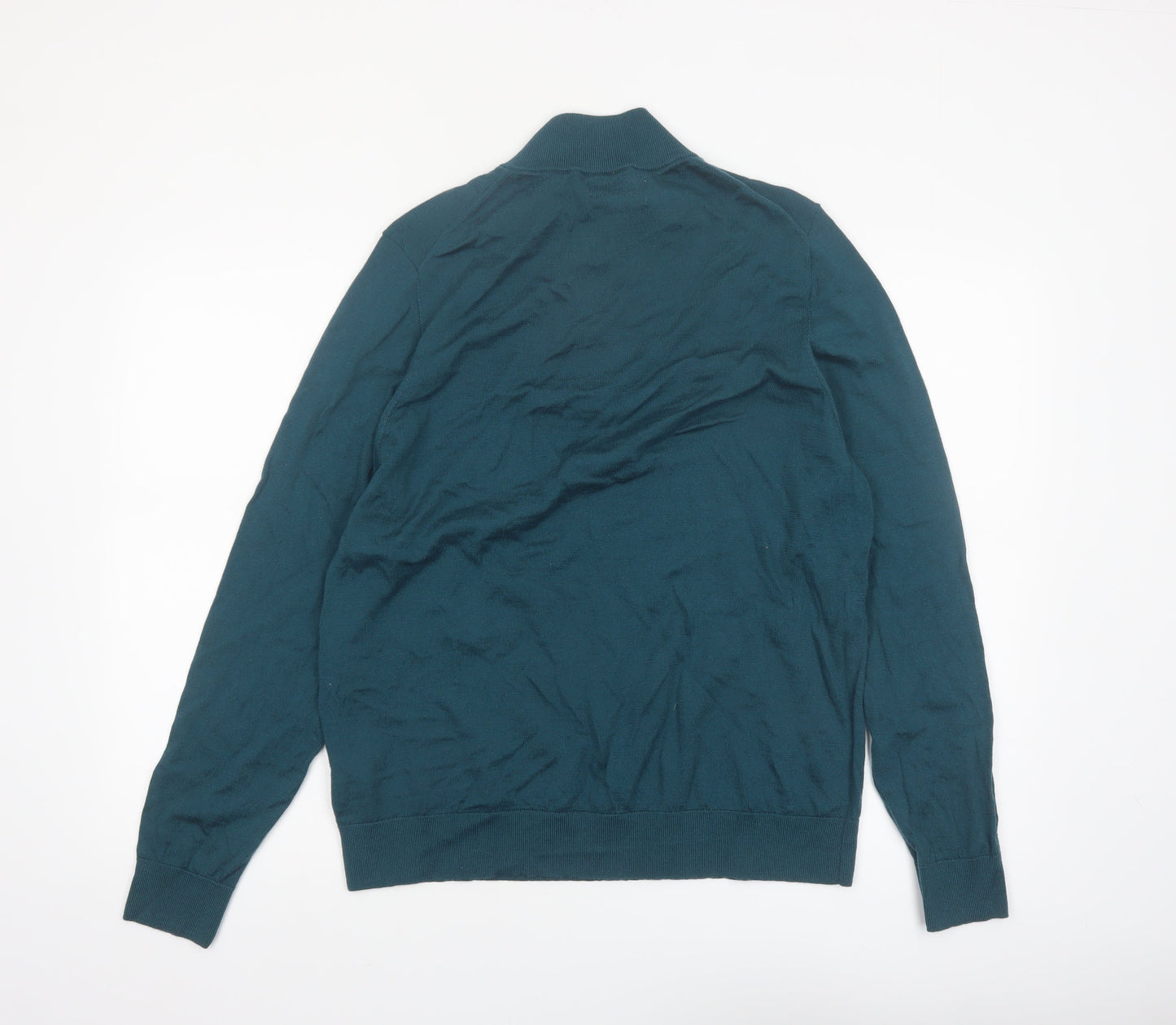 Marks and Spencer Autograph Men's Green Merino Wool Half Zip Jumper XL
