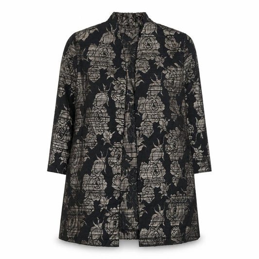 David Women Black Floral Lace Mid-Length Blazer Size 12