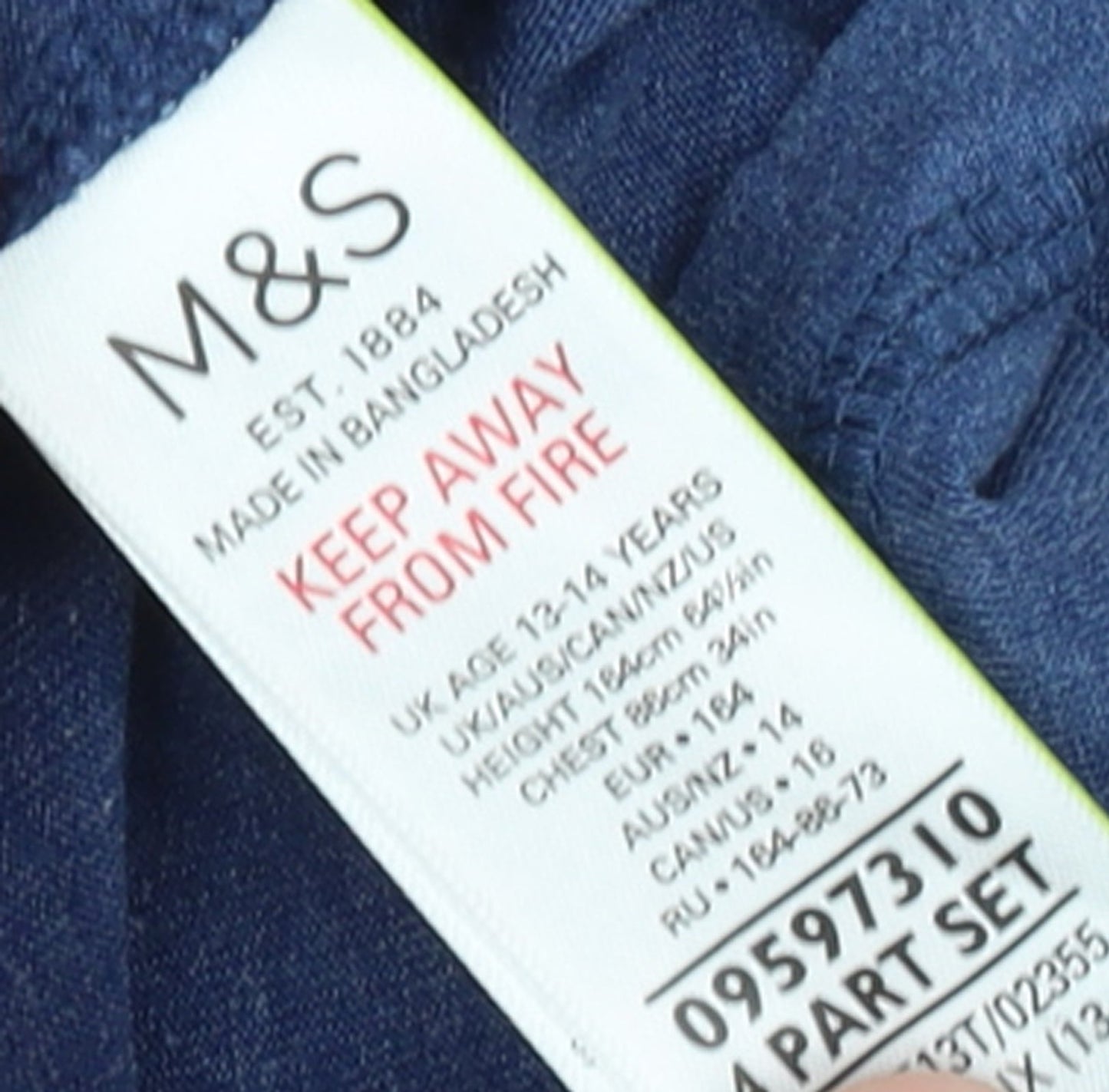 Marks and Spencer Boys Blue Long Sleeve Cotton Blend Crew Neck T-Shirt 13-14 Years
