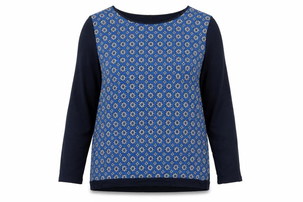 Caroll Women's Blue Geometric Long Sleeve Pullover Jumper Size 14