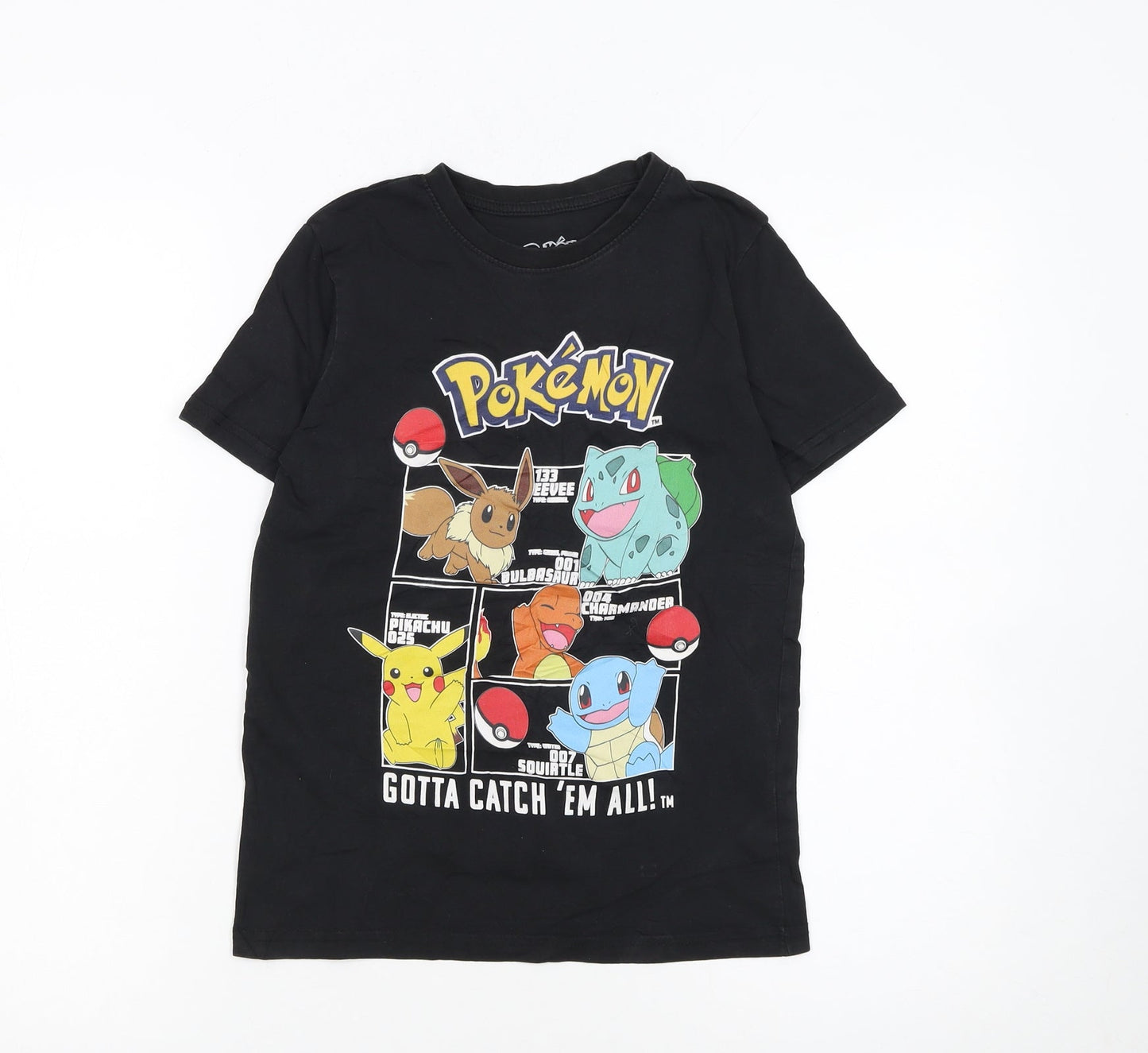 Tu Boys Black Pokémon Graphic T-Shirt 8 Years Short Sleeve Cotton