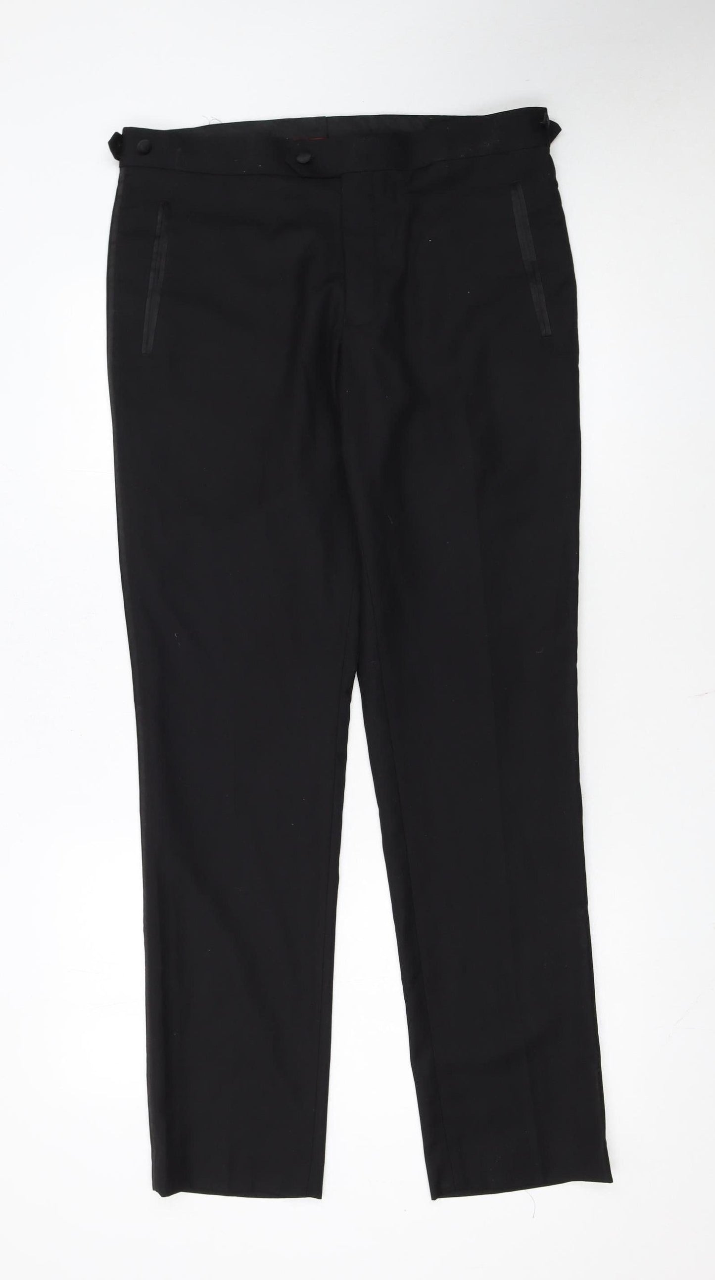 Dobell Men's Black Skinny Fit Dress Trousers Size 32R