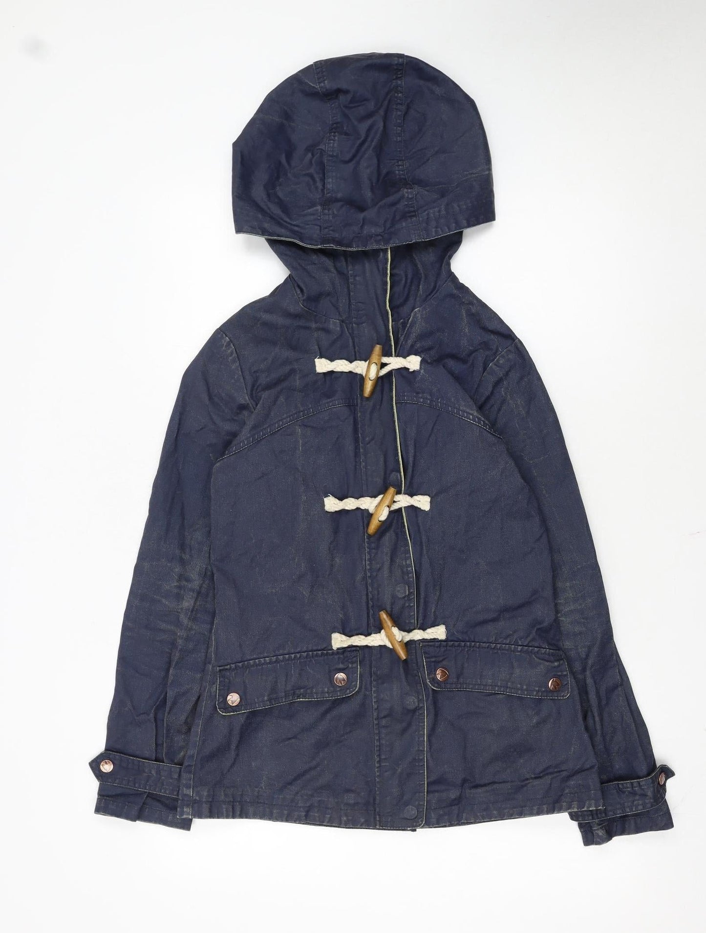SoulCal & Co Women's Blue Cotton Hooded Duffle Coat Size 6