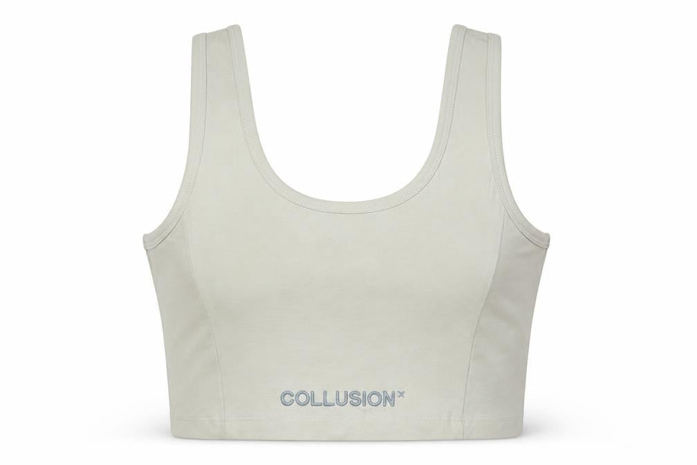 Collusion Women's Beige Cropped Tank Top Size 12 Cotton Blend