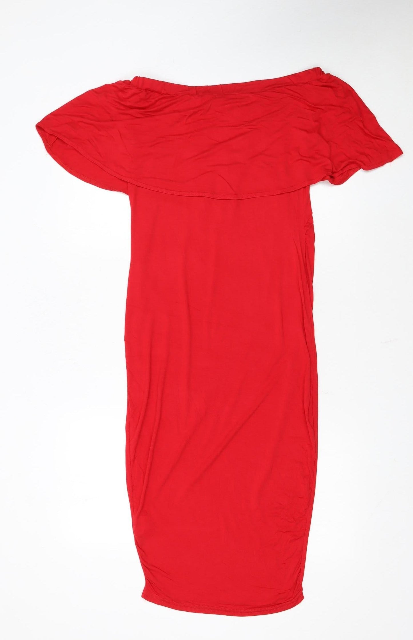 Boohoo Women's Red Off Shoulder Bodycon Dress Size 10