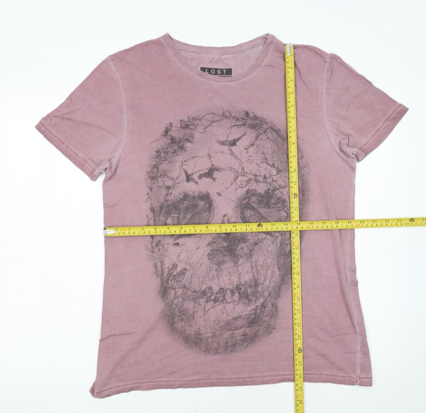 Lost Souls Men's Purple Skull Graphic Cotton T-Shirt Medium