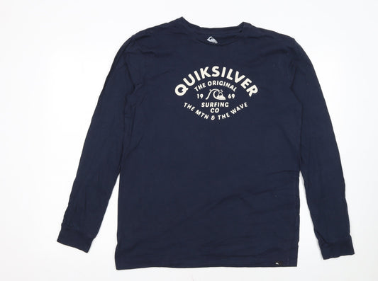 Quiksilver Men's Blue Long Sleeve Surf Graphic Regular Fit T-Shirt Size S