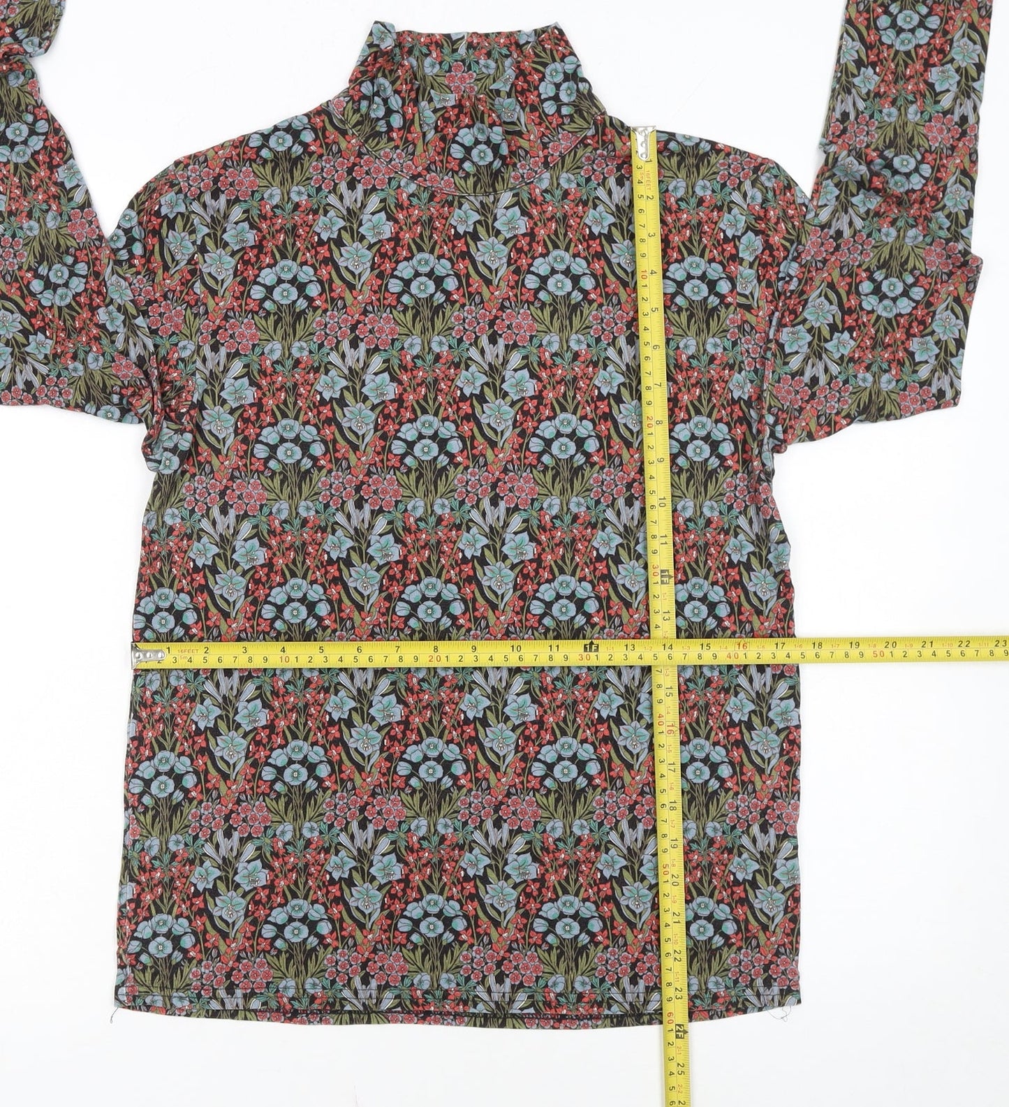 Brora Womens Multicoloured Floral Roll Neck Jersey Blouse Size 12