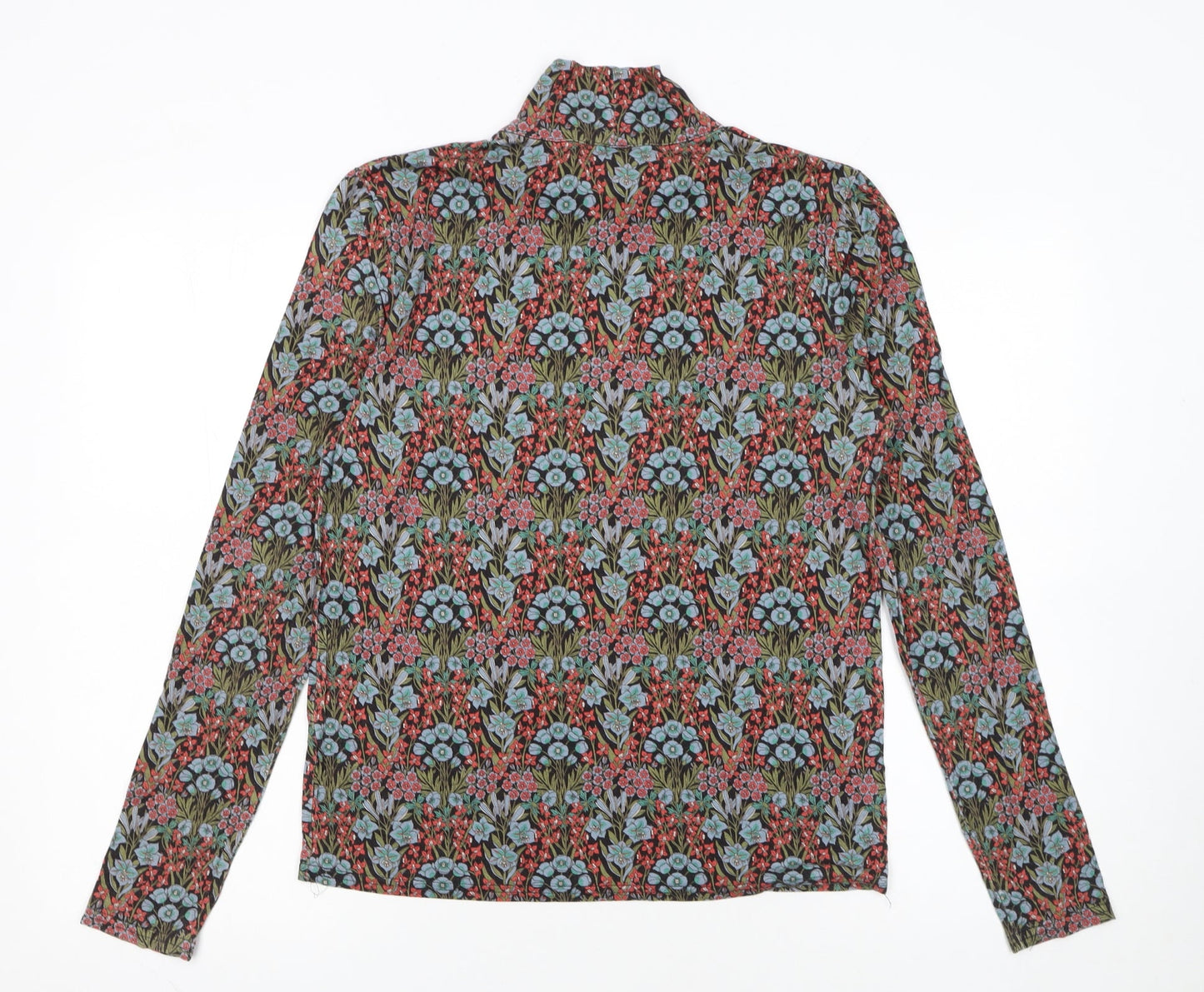 Brora Womens Multicoloured Floral Roll Neck Jersey Blouse Size 12