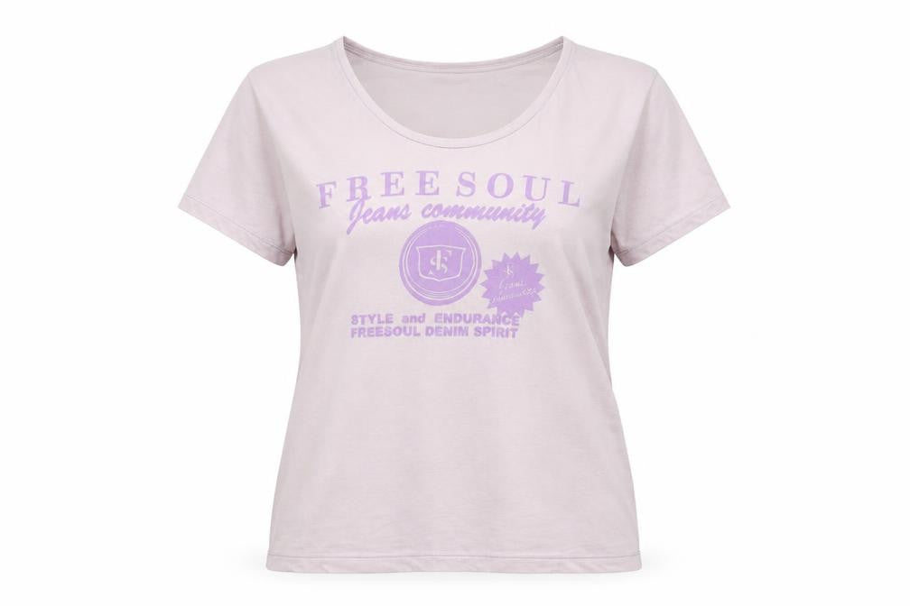 Freesoul Women's Pink Cotton Crew Neck Casual T-Shirt Size L