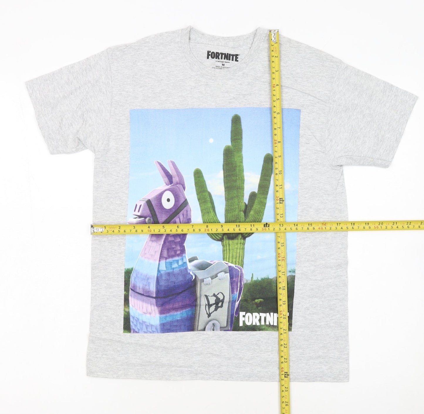 Fortnite Men’s Grey Graphic Llama Short Sleeve T-Shirt Size M