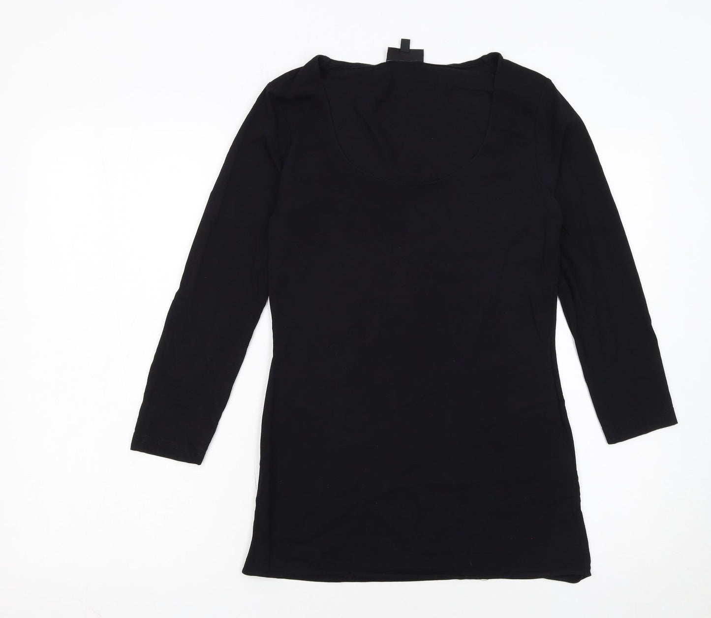 Warehouse Womens Black Cotton Blend Long Sleeve Basic T-Shirt UK 14