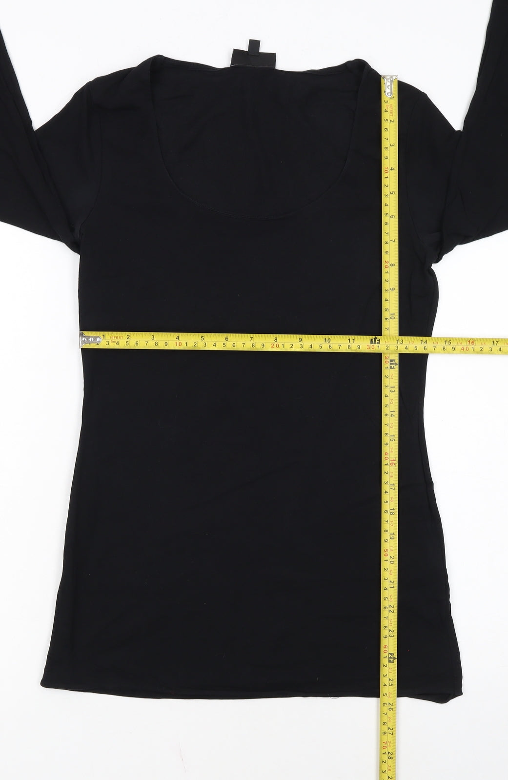 Warehouse Womens Black Cotton Blend Long Sleeve Basic T-Shirt UK 14