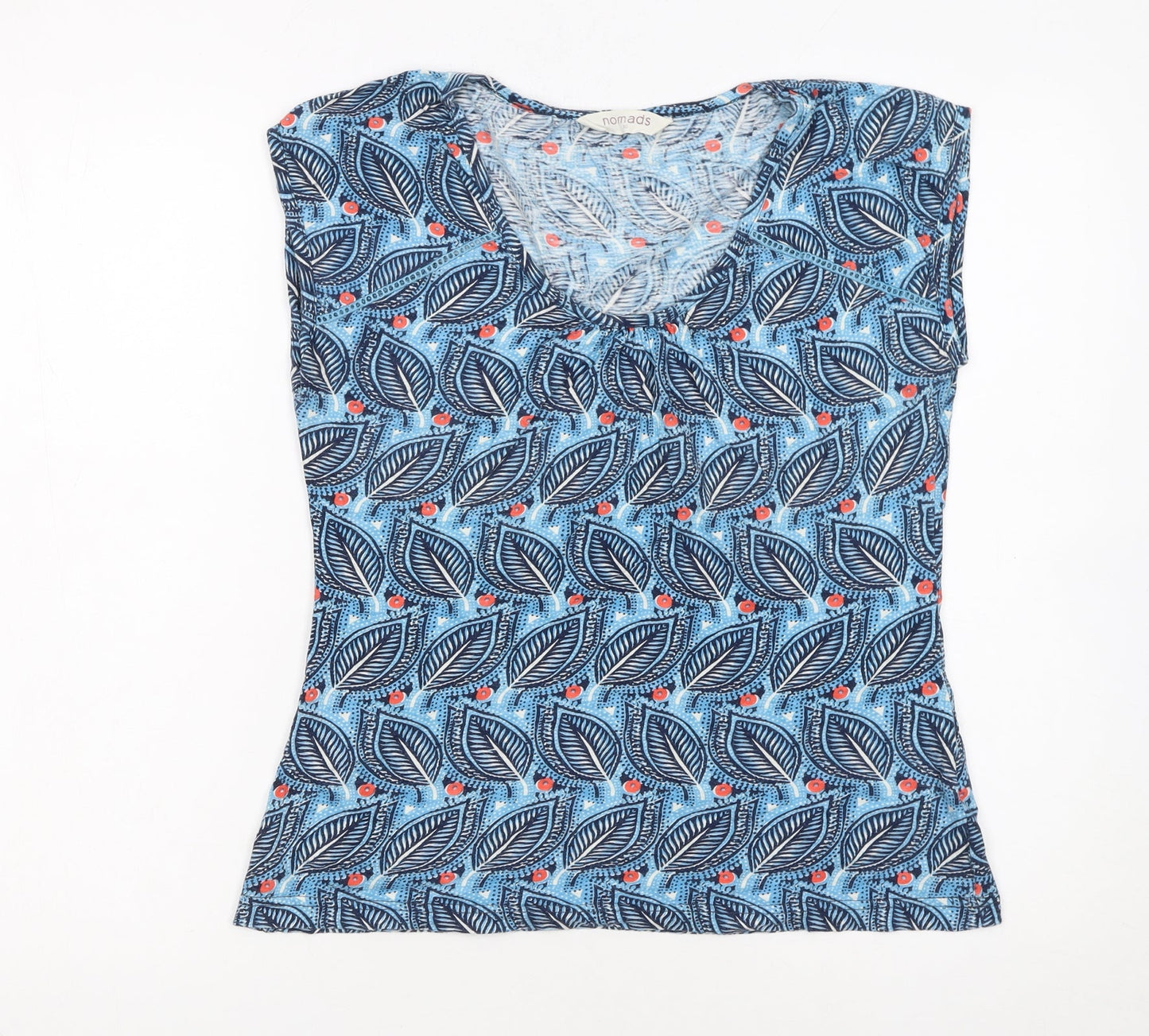 Nomads Women's Blue Floral 100% Cotton Sleeveless T-Shirt Size 10