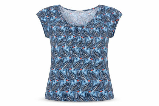 Nomads Women's Blue Floral 100% Cotton Sleeveless T-Shirt Size 10