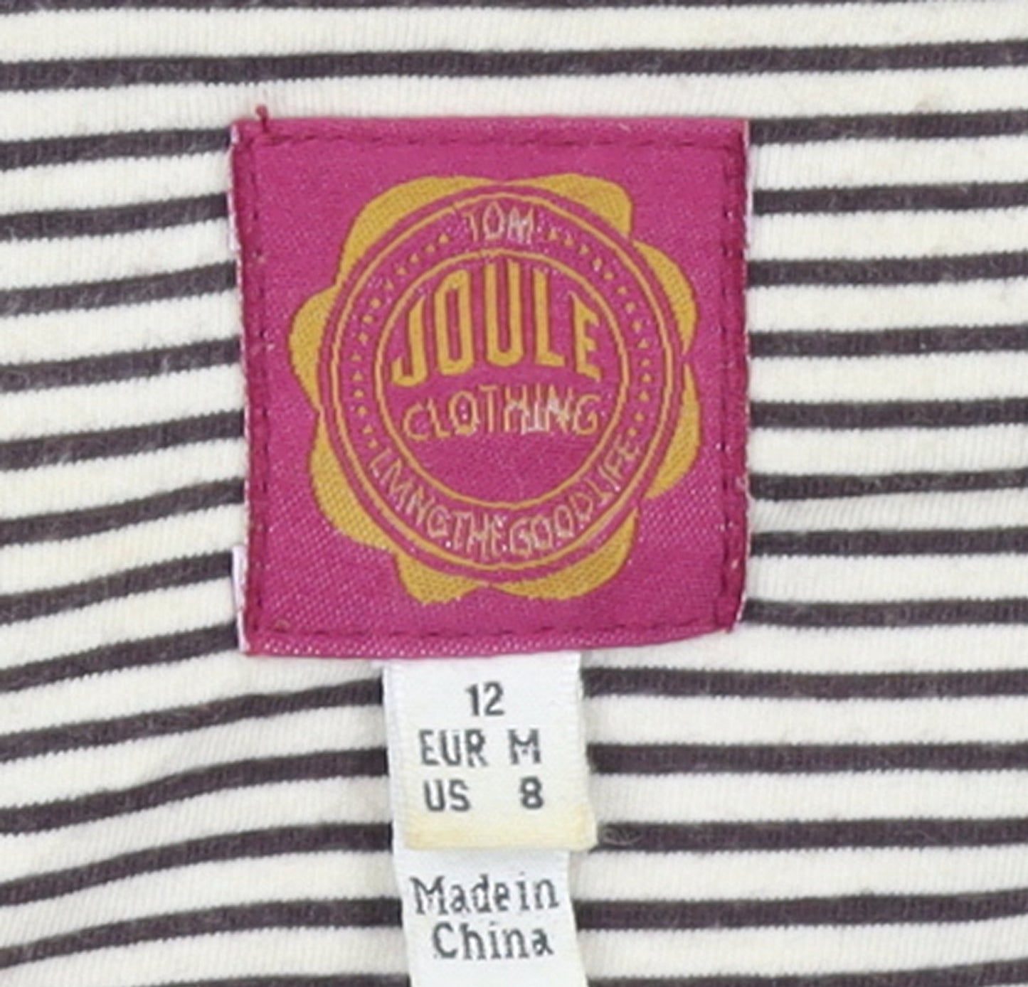 Joules Women’s Beige Striped Tunic Top Size 12 Long Sleeve Cotton