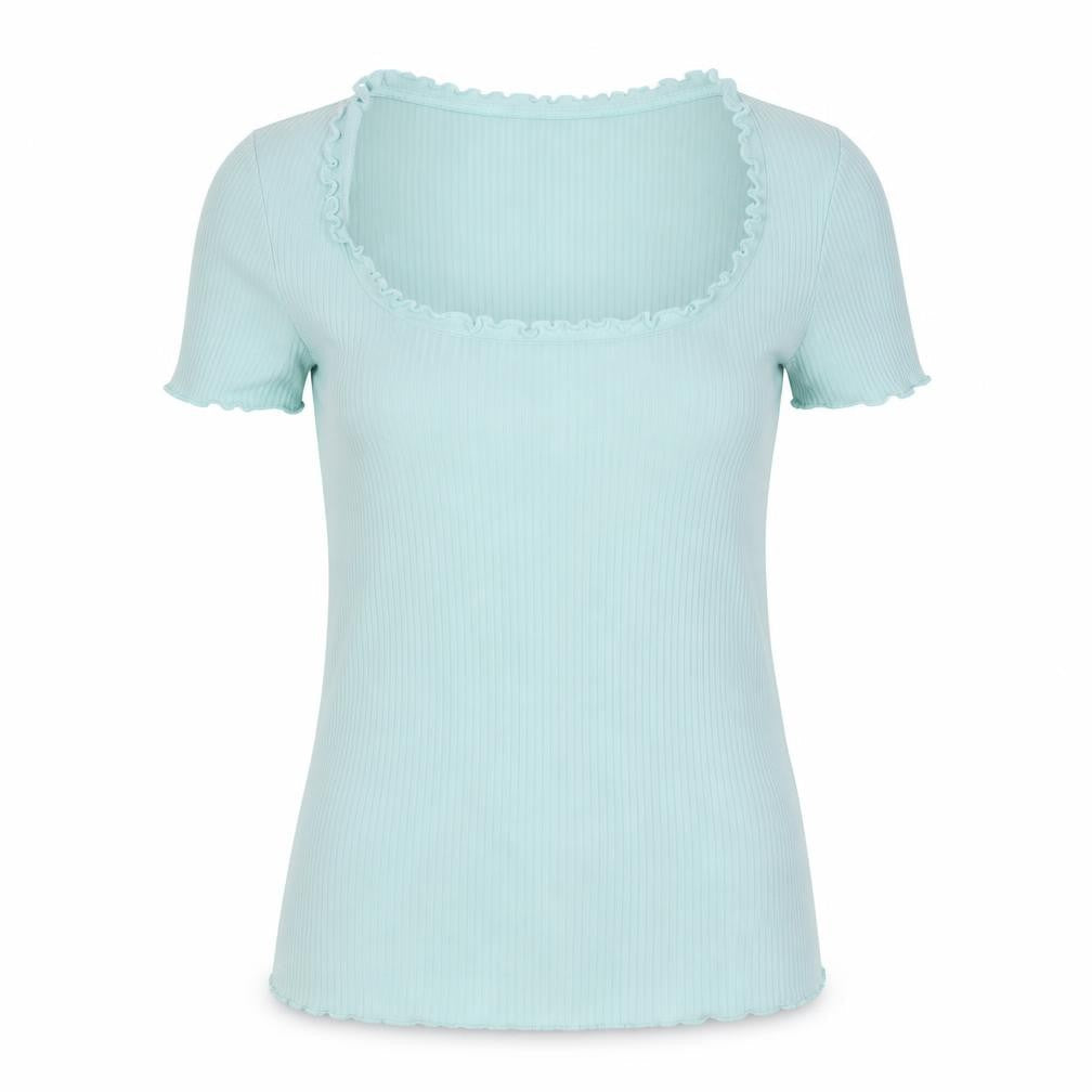 Marks & Spencer Women’s Green Ruffle Scoop Neck T-Shirt Size 8