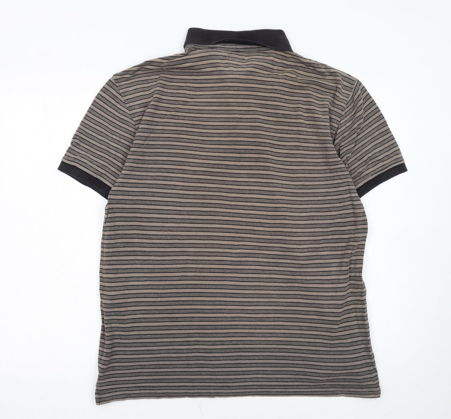Levi’s Men’s Grey Striped Polo Shirt Size L Cotton Collared Top