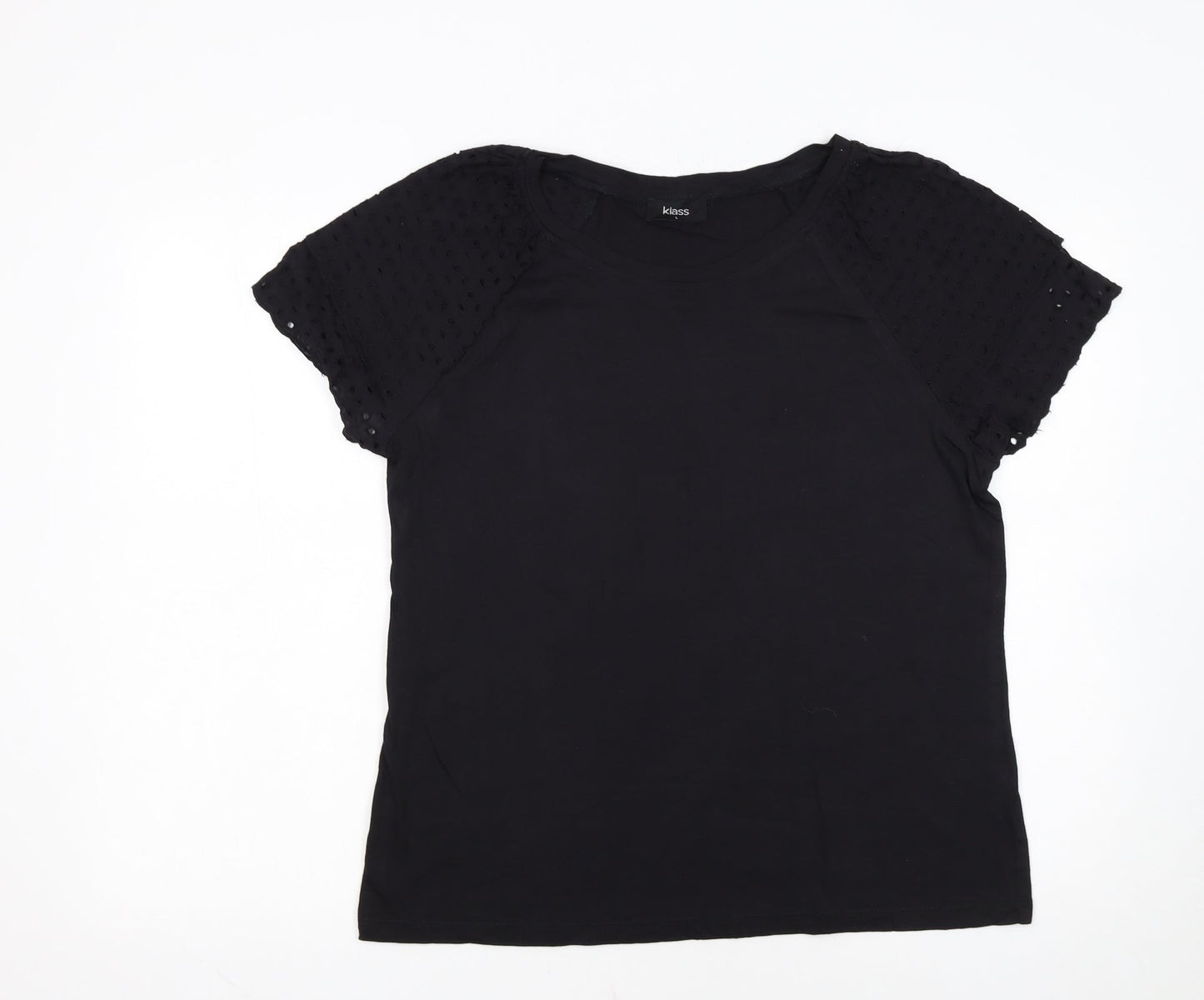 Klass Women’s Black L Short Sleeve Embroidered Cotton Modal T-Shirt