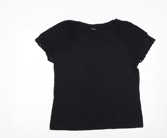 Klass Women’s Black L Short Sleeve Embroidered Cotton Modal T-Shirt