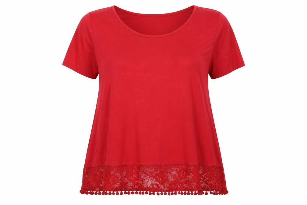 George Women’s Red Lace Hem Short Sleeve T-Shirt UK 14
