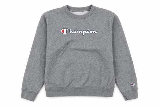 Champion Womens Grey Medium Pullover Sweatshirt Logo Crew Neck Cotton Blend