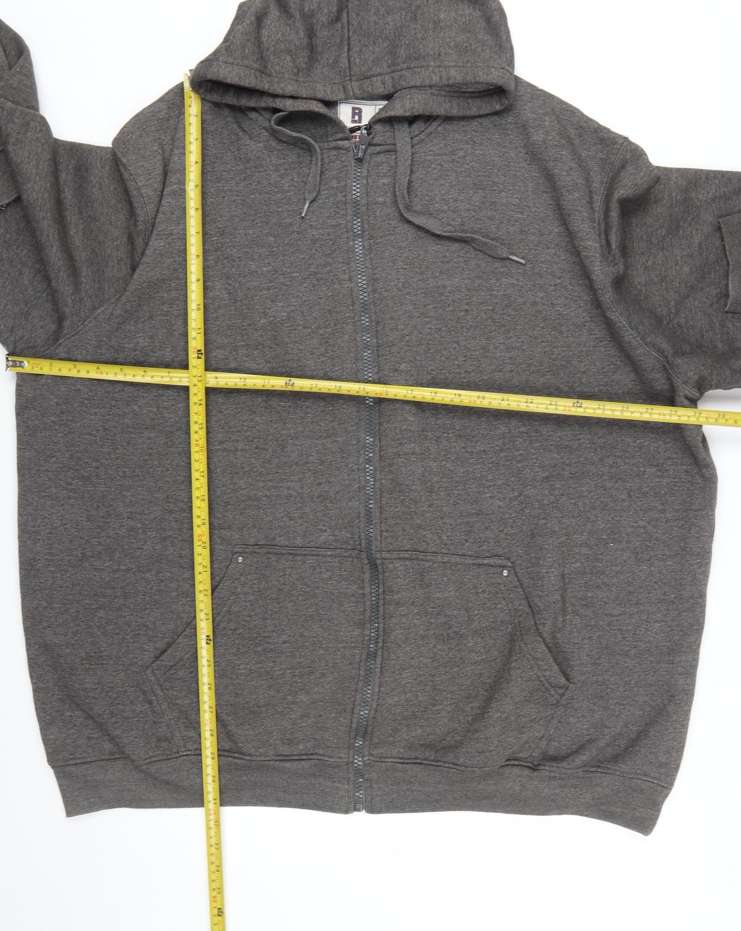 Rockford Mens Grey Full Zip Hoodie 4XL Big & Tall Fleece Sweatshirt