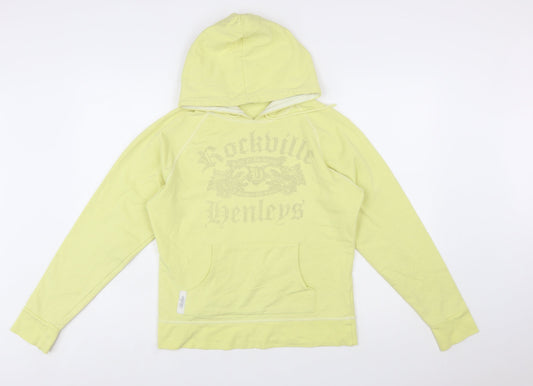 Henleys Womens Yellow Pullover Hoodie Size 2 Cotton Blend