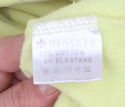 Henleys Womens Yellow Pullover Hoodie Size 2 Cotton Blend
