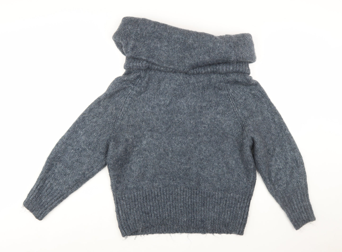 H&M Women Grey Cowl Neck Knitted Pullover Jumper Size M