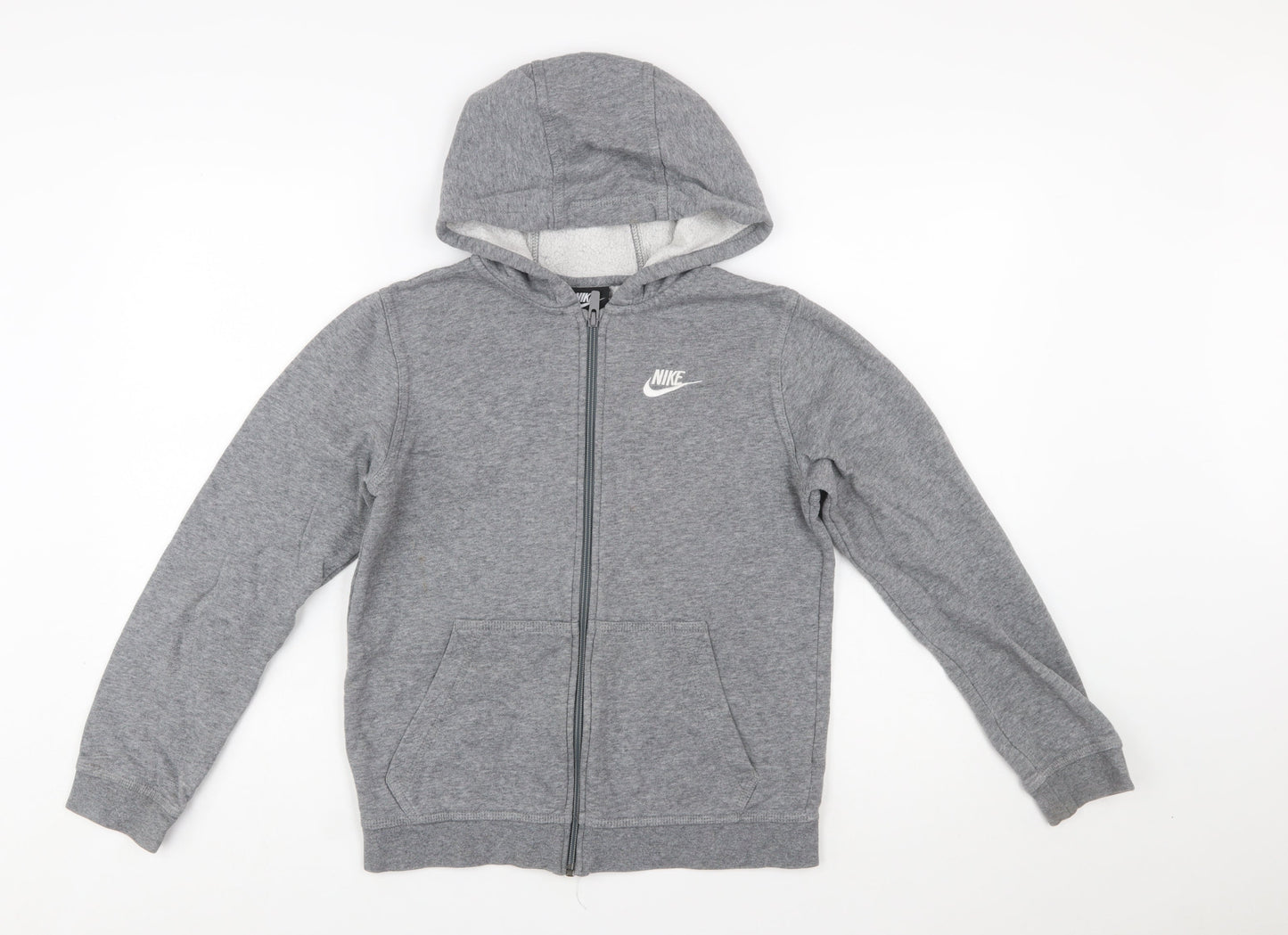 Nike Boys Grey Full Zip Hoodie L 147-158cm Cotton Blend
