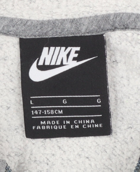 Nike Boys Grey Full Zip Hoodie L 147-158cm Cotton Blend